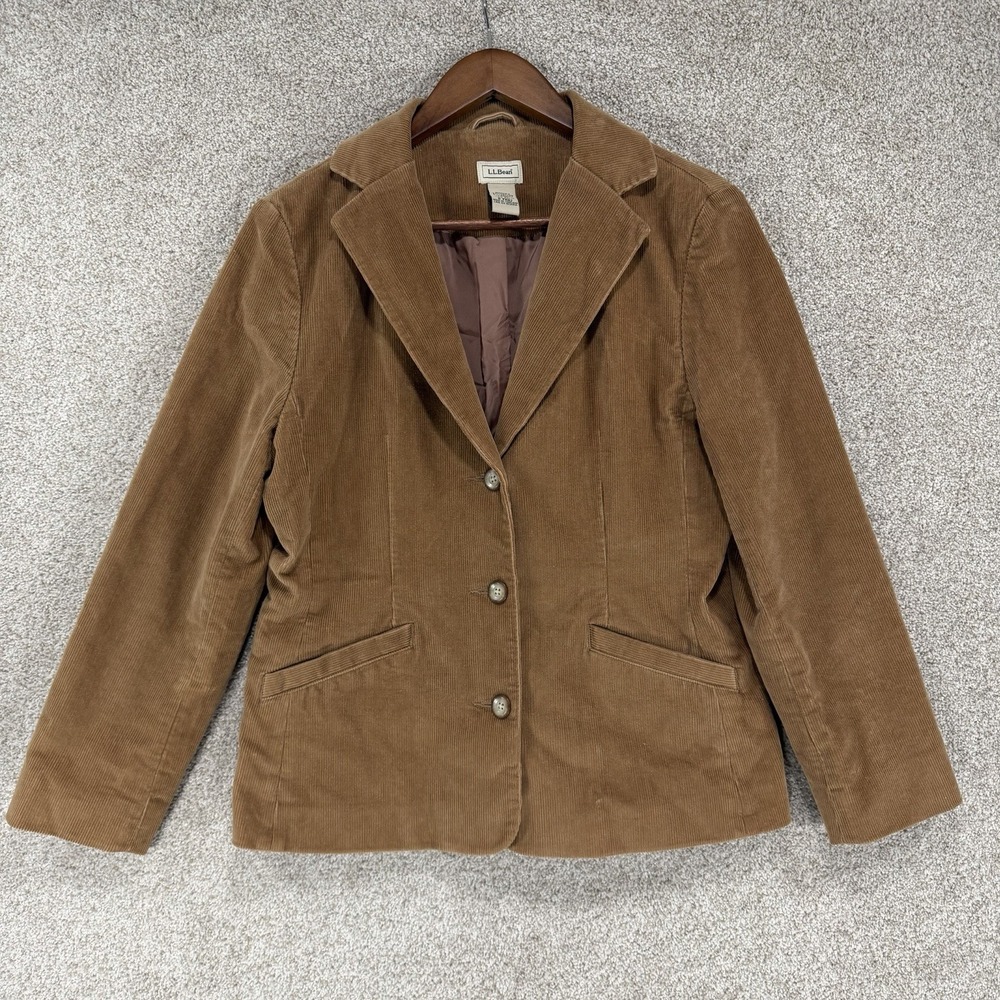 Y2K L.L. Bean‎ 8 Petite Corduroy Jacket Academia Preppy Grunge Blazer Brown Euc